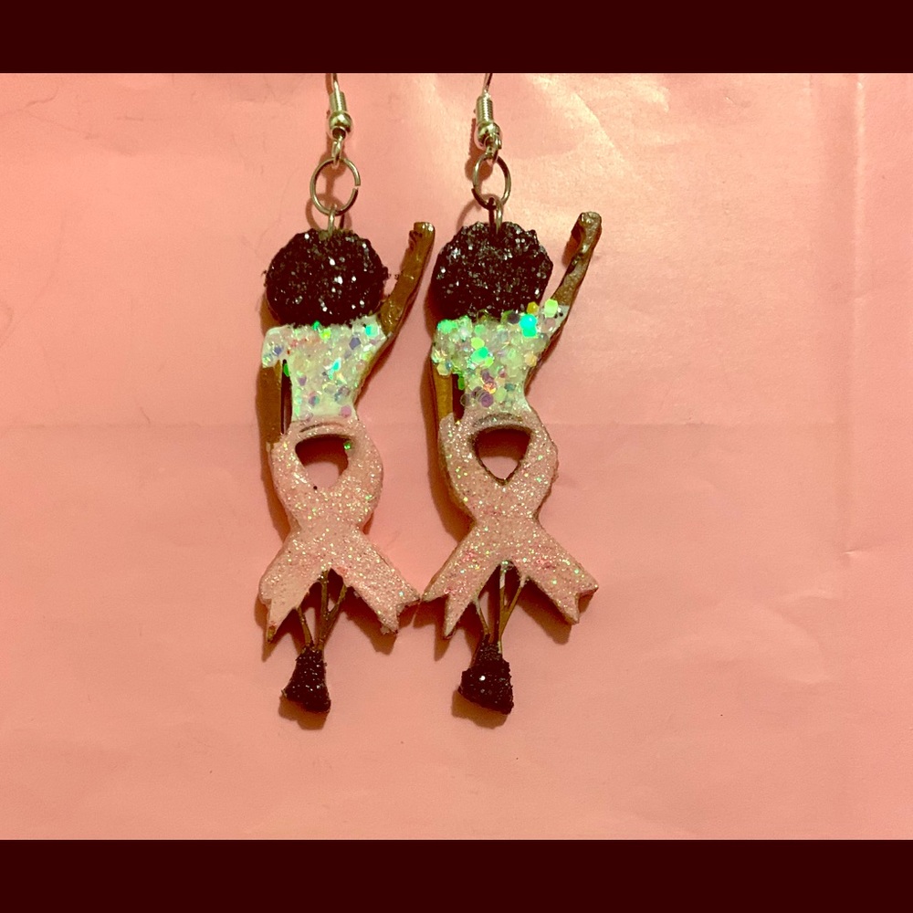 HANDMADE Breast Cancer Awareness earring